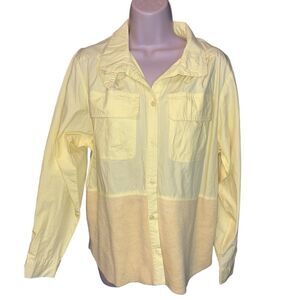 Miss A  Yellow shirt two tone long sleeve front pocket